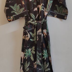 Black Safari Cotton Kimono/Robe