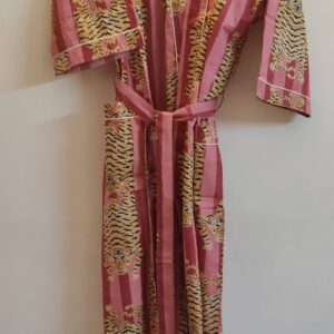 Dust Pink Tiger Cotton Kimono/Robe