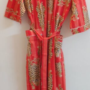 Orange Tiger Cotton Kimono/Robe
