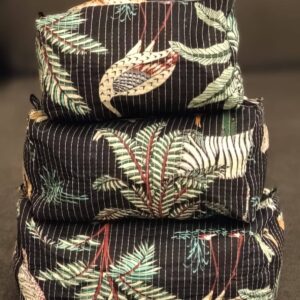 Black Safari Print Cotton Travel/ Makeup Bag/Cosmetic Bag