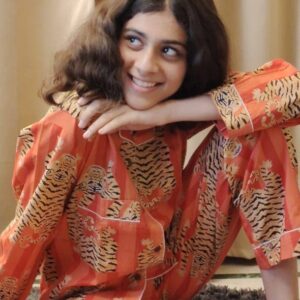 Orange Tiger Print Long Pyjamas Set