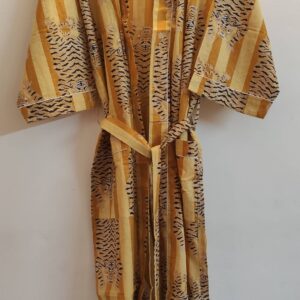 Yellow Tiger Cotton Kimono/Robe
