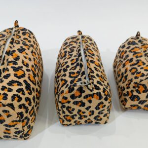 Leopard Print Cotton Quilted Makeup Bag/Cosmetic Bag
