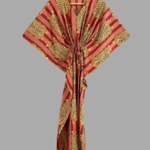 Dust Pink Tiger Cotton Kaftan