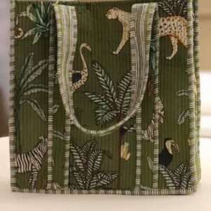 Green Safari Cotton Quilted Tote Bag