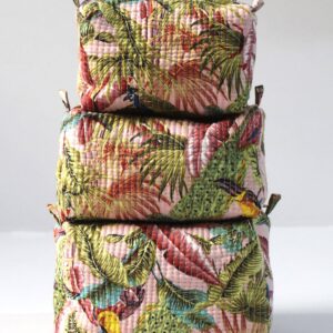 Tropical Paradise Cotton Quilted Makeup Bag/Cosmetic Bag