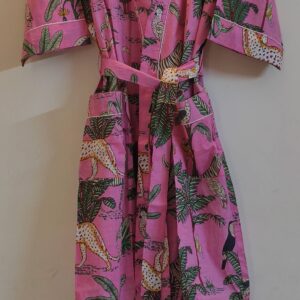 Jungle Pink Cotton Kimono/Robe