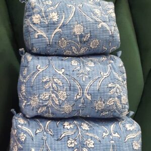 Blue Vines Cotton Travel/ Makeup Bag/Cosmetic Bag