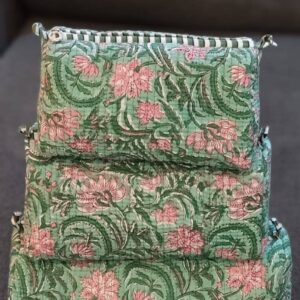 Green Floral Cotton Quilted Makeup Bag/Cosmetic Bag