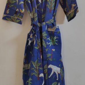 Jungle Blue Cotton Kimono/Robe